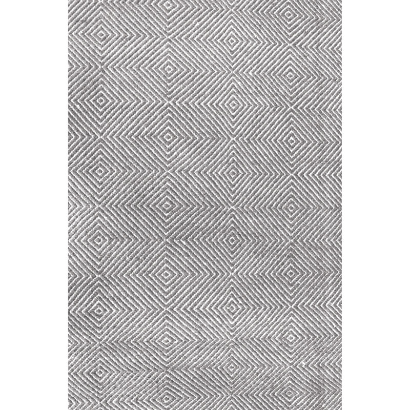 Tapis en laine à motif géométrique pour le salon, la chambre à coucher, la salle à manger et la cuisine, gris / ivoire