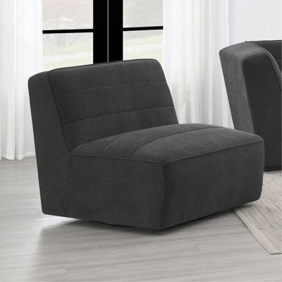 Chaise sans accoudoirs rembourrée gris foncé