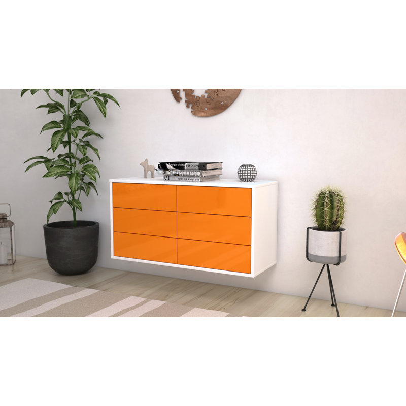Cossette Unfinished Floating TV Stand, Orange