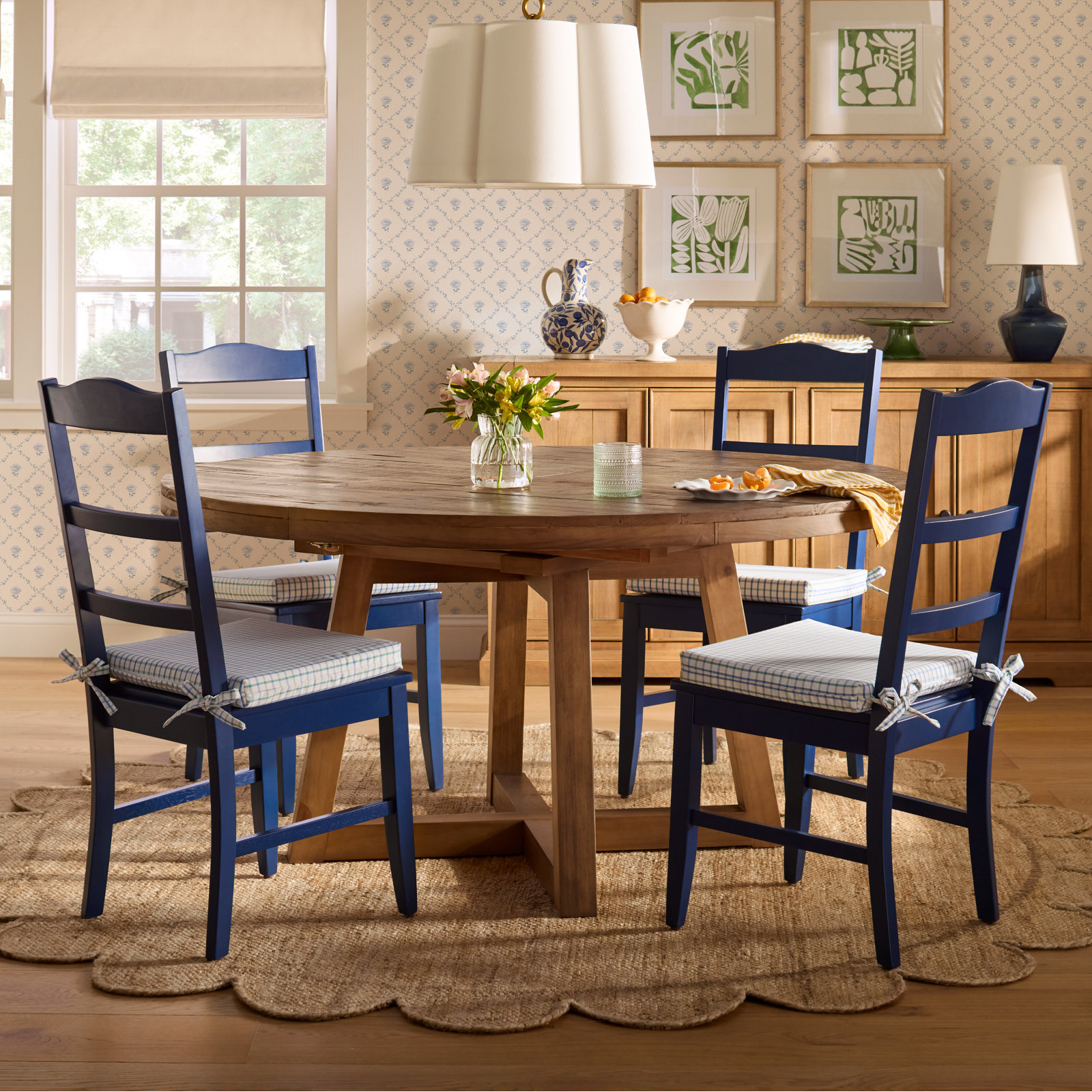 Ray Ladder Back Side Chair, Dark Blue