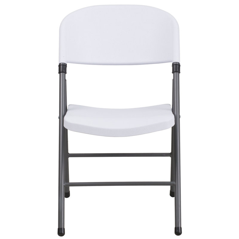 Ivadelle 330 lb. Capacity Plastic Folding Chair with Charcoal Frame, White/Gray