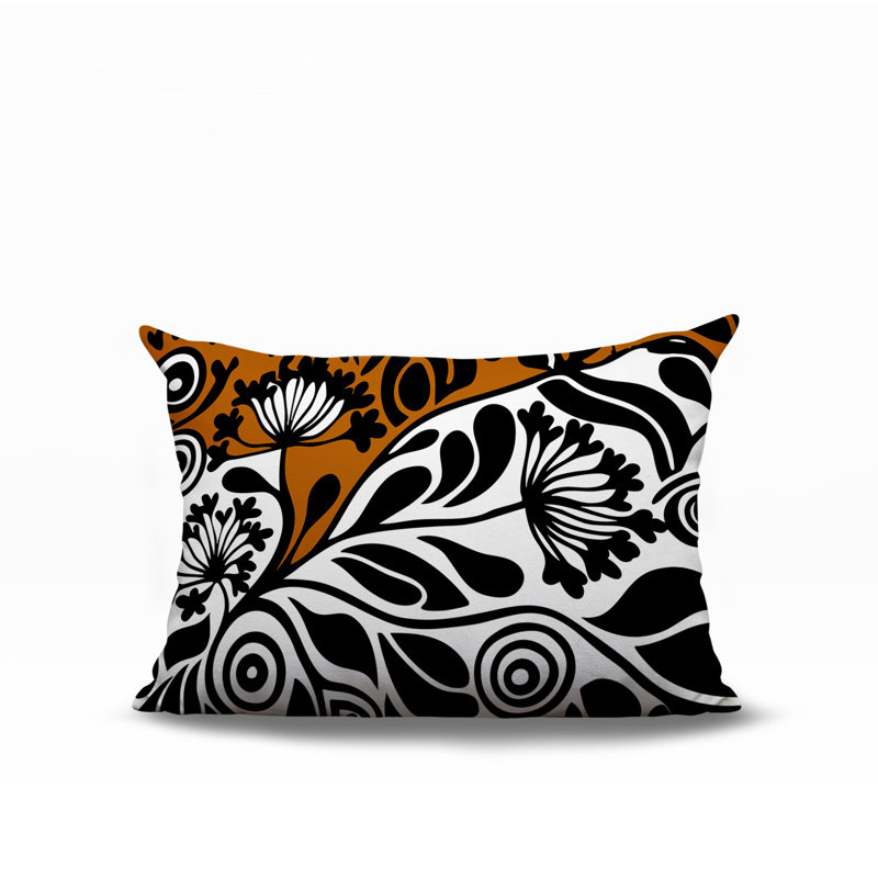 Oreiller rectangulaire réversible intérieur / extérieur Gina, Orange, Rectangle H 14 po x l 20 po