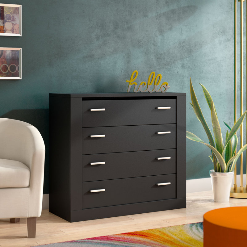 Tengan 100cm W 4 - Drawer Chest of Drawers, Black