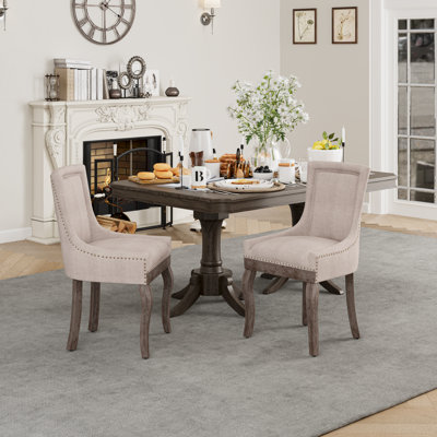 Linen Upholstered Side Chair  Dining Chair