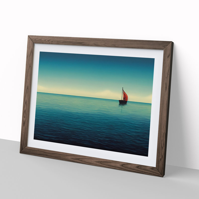 Solo Sailing Boat Vol.1 - Framed Print, 34cm H x 46cm W x 2cm D, Walnut