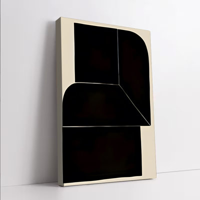 1 pièce, art mural encadré, art abstrait moderne sur toile avec motif géométrique noir et beige, décoration minimaliste pour salon, chambre à coucher, bureau, œuvre d'art contemporaine prête à être accrochée