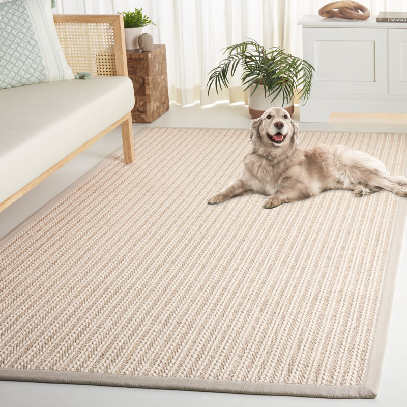 Tapis ivoire tissé à la machine Abinadab, Rectangle de 5 pi x 8 pi