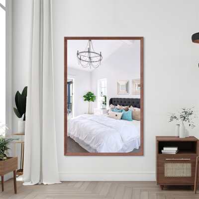 Miroir de salle de bain rectangulaire surdimensionné de 60 po x 40 po avec cadre en noyer