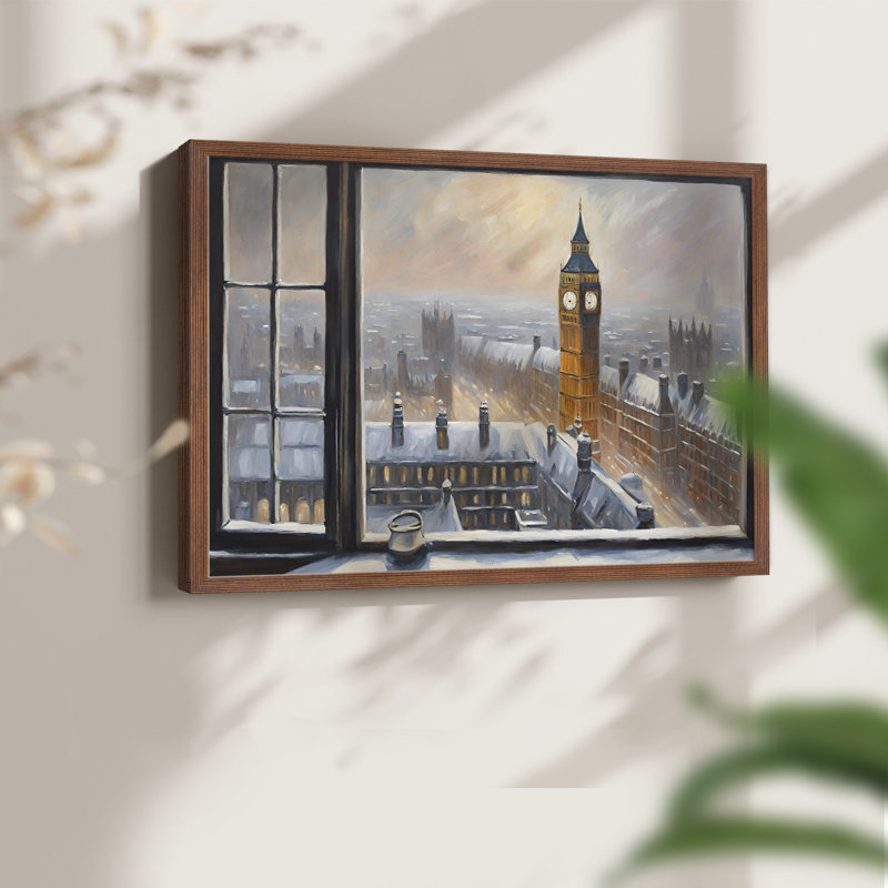 Paysages rétro-ICI-impression encadrée - réaménageable, H 16 po x l 20 po, Noyer