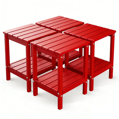  Set Of 4 HDPE 14*13in 2-Tier Outdoor Side Table