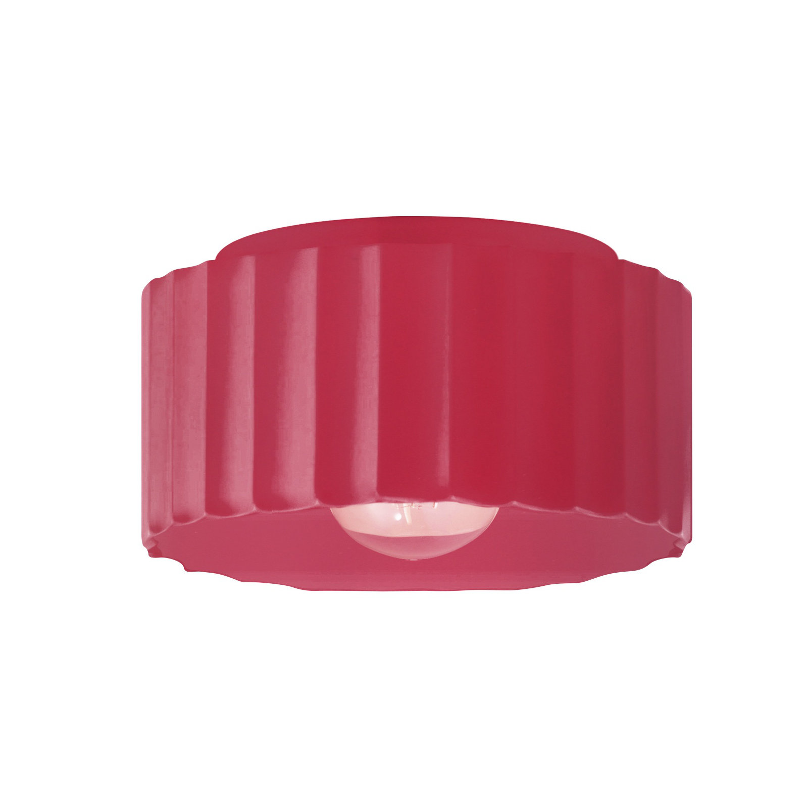 Colgate Single Light Ceramic Flush Mount, Cerise, 6.5" H x 10" W x 10" D