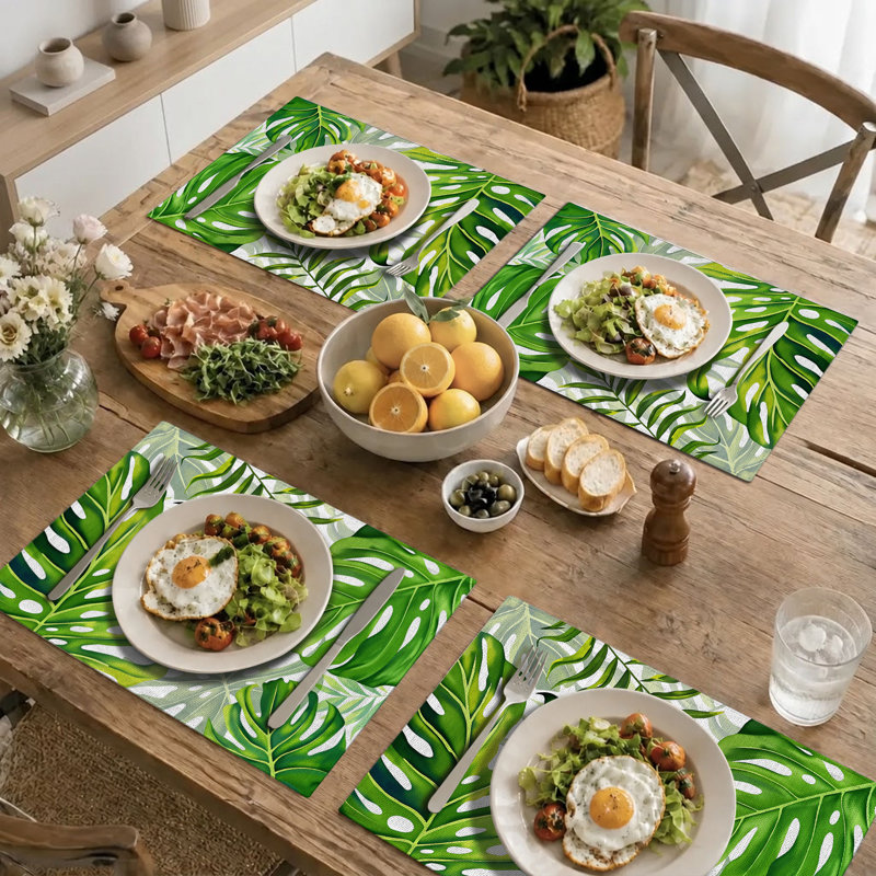 4-Piece Polyester Rectangle Dining Table Placemat