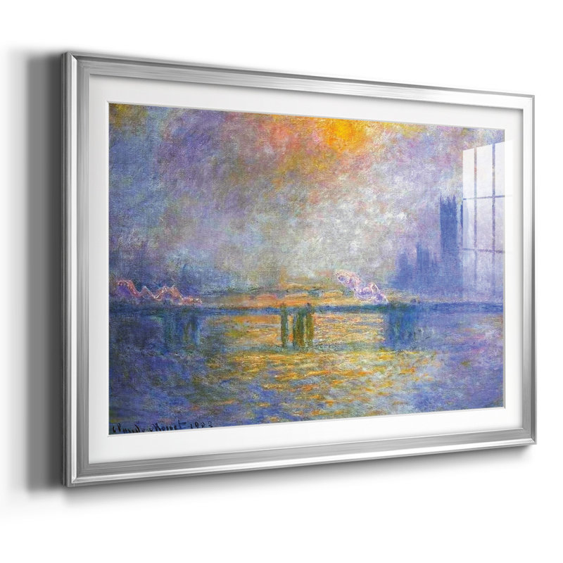Charing Cross Bridge, The Thames 02, 1903, reproduction d'art encadrée, Argent, H 19 po x l 27 po x P 1,5 po