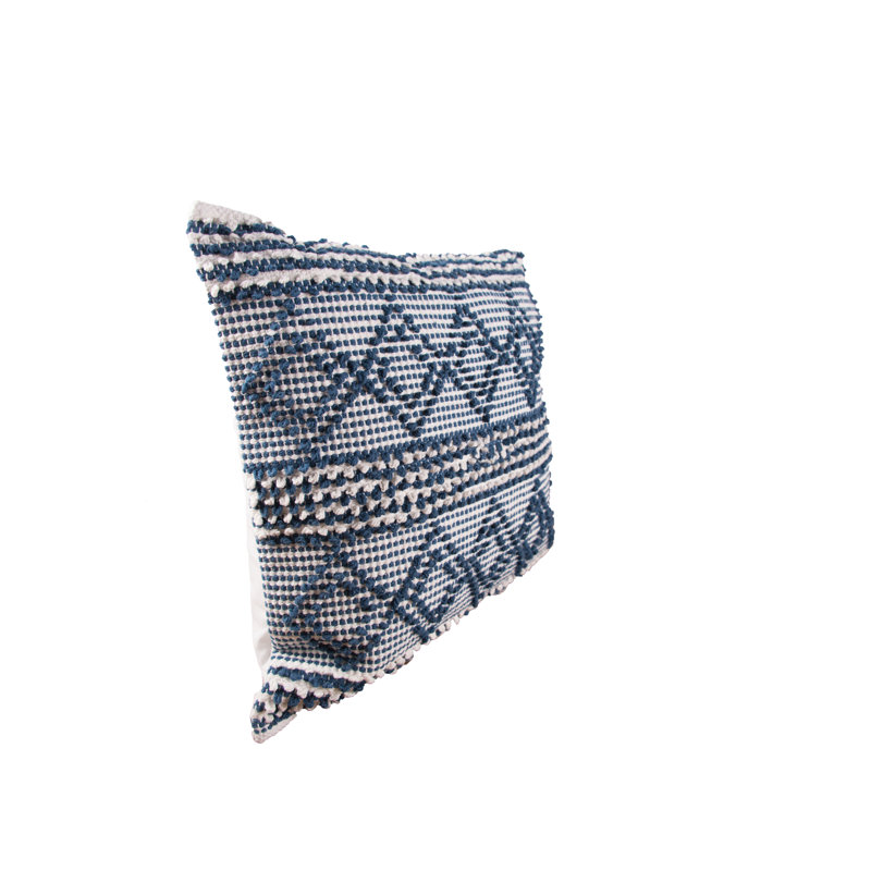 Trinity Sky Geometric Woven Square Throw Pillow, Navy Blue