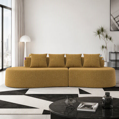 3-Seat Curved Half Moon Modular Sectional Sofa for Living Room, Office & Apartment