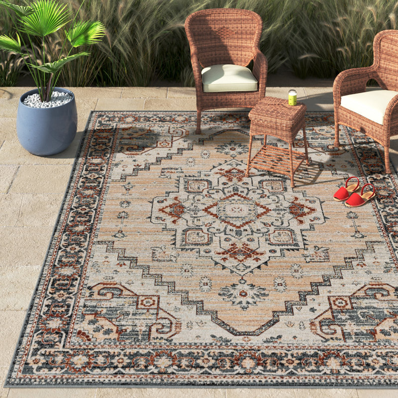 Jayapura Oriental Indoor / Outdoor Rug, Rectangle 9' x 12'