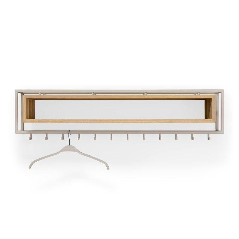 School 12 - Hook Wall Mounted Coat Rack with Storage , Silky Taupe