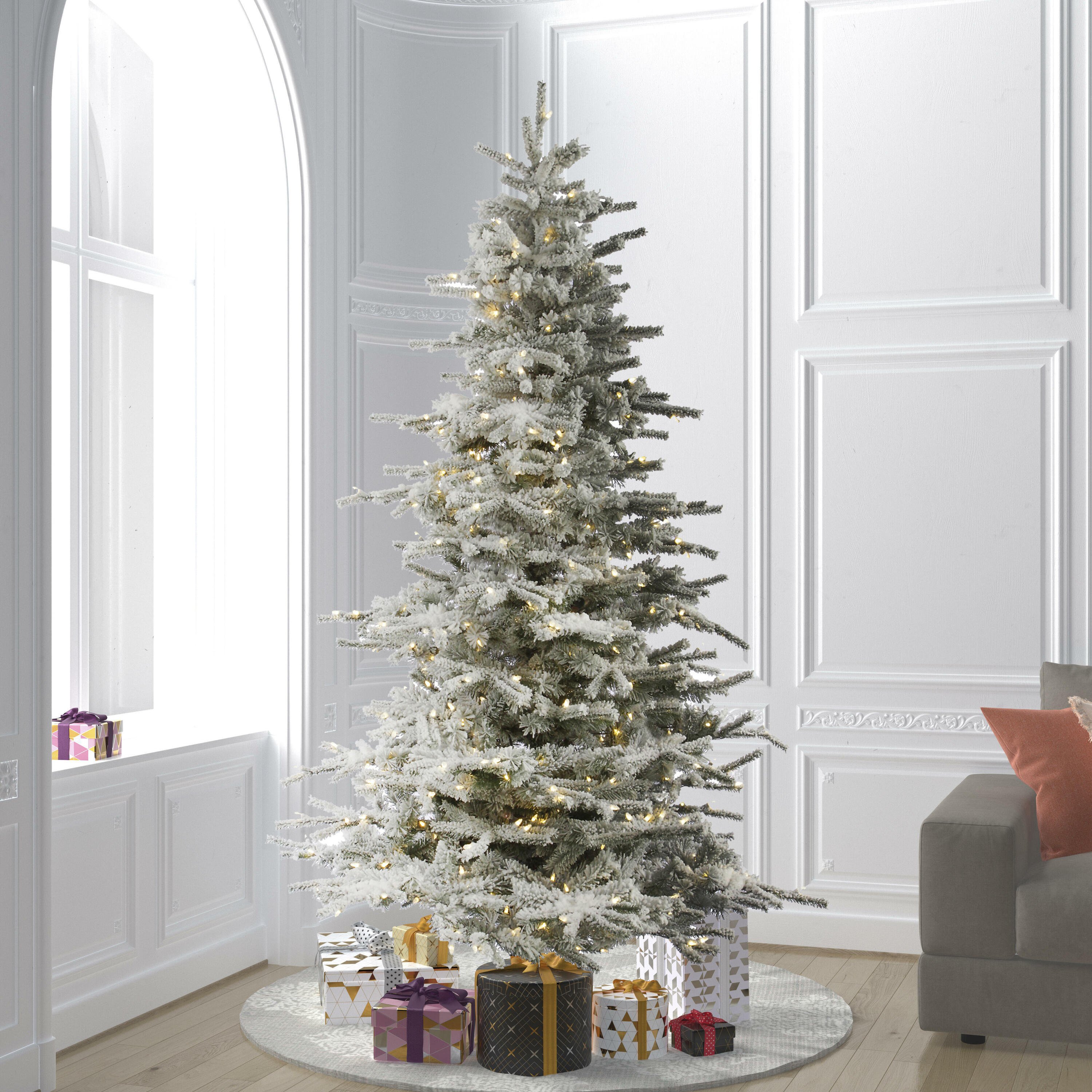 The Holiday Aisle® Sierra Flocked 12' White Fir Artificial Christmas ...