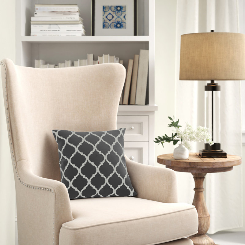 Louis Geometric Reversible Throw Pillow, 18" H x 18" W x 1" D, Grey