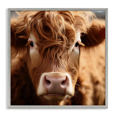 Close Up Furry Cow Portrait Framed Giclee, design by Heidi Kuntz
