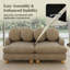 Canapé d'angle modulaire 2 places en chenille de 173 cm, assise profonde, avec 1 pouf et 4 coussins décoratifs, couleur camel-1171619672-1171619674