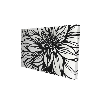 Style de contour de fleur de dahlia - décor de toile romantique blanc