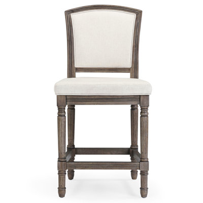 26-Inch Bar Stool, Weathered Gray, Gray Upholstered Seat And Back, Textured , For Pub Card Table Counter-Height Seat, Kitchen Gaming Area