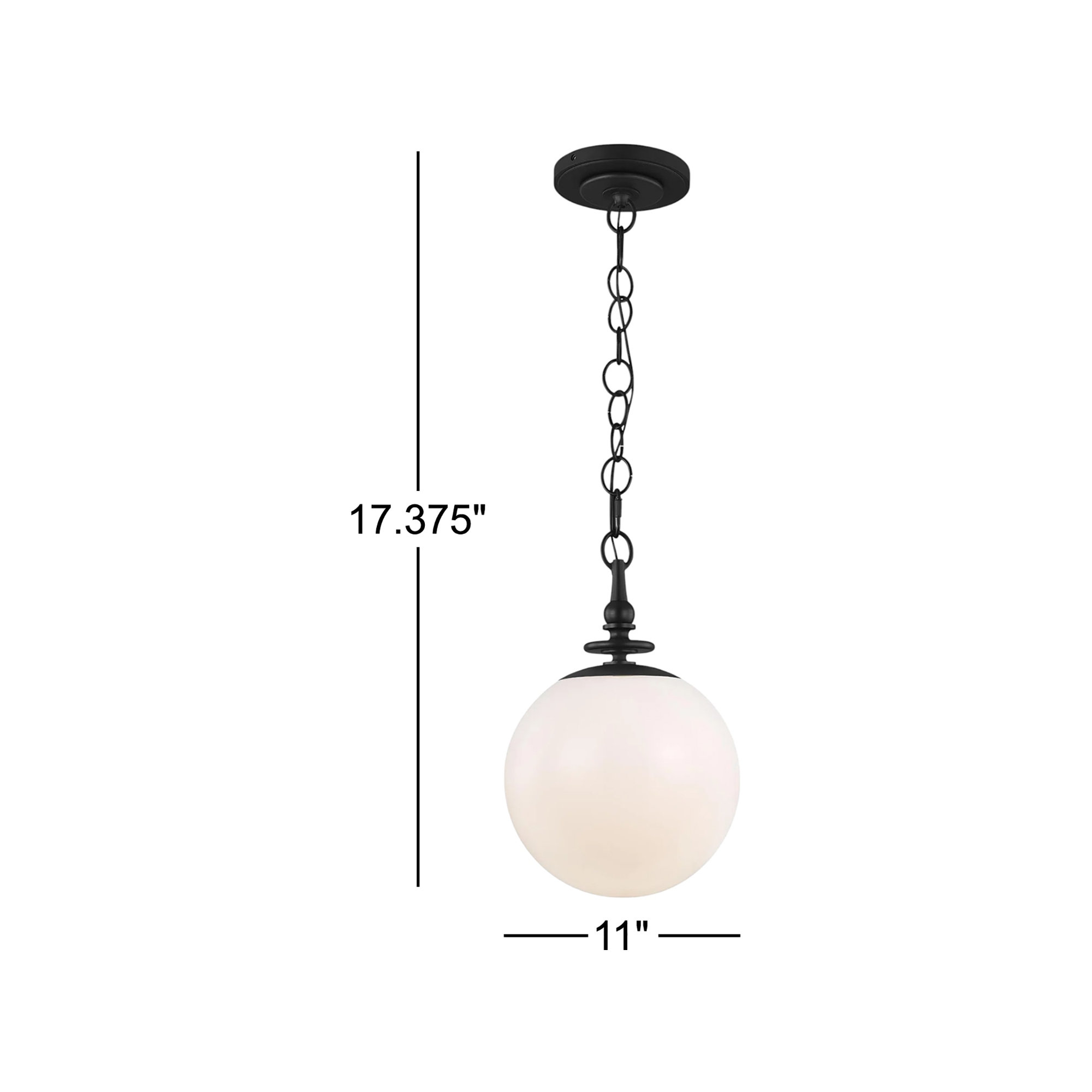 Single Light Glass Dimmable Pendant, 17.375" H x 11" W x 11" D, Aged Iron