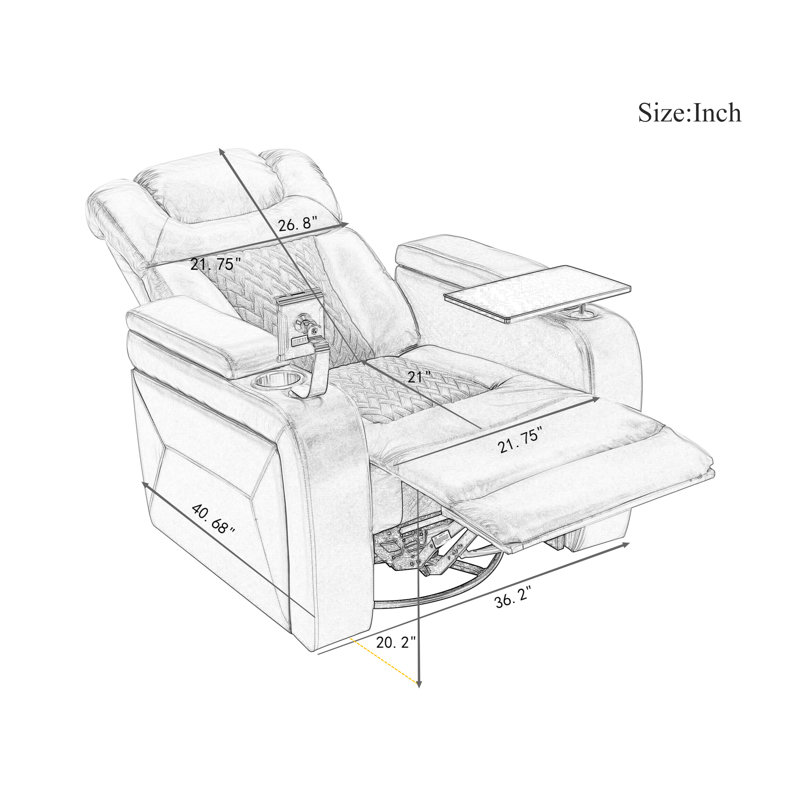 Savas Faux Leather Power Reclining Home Theater Seat with Cup Holder, White Faux Leather