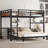 Walnut Color Queen Over Queen Metal Bunk Bed/Loft Bed, Separable Design with Raised Security Fence