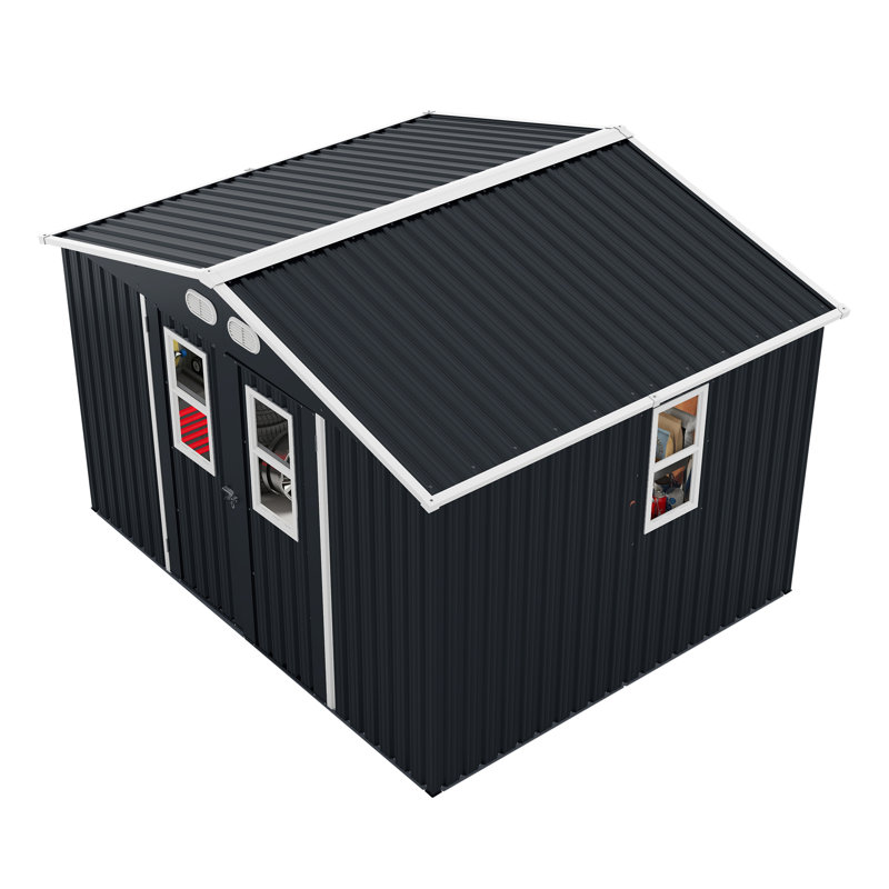 Remises de rangement extérieures en métal durable, conception moderne pour le jardin ou la maison