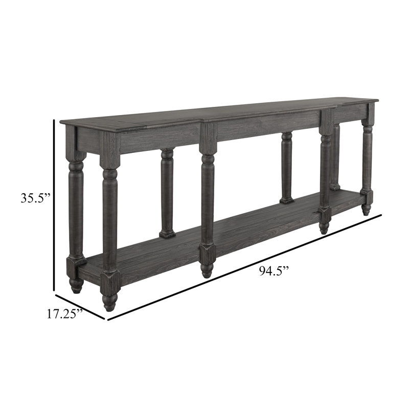 Console Ify avec tablette, bois Melina, 95 po, Noir anthracite, Noir anthracite