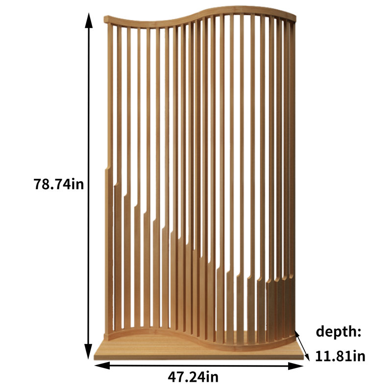 Paravent incurvé en bambou Nan, H 78,74 po x l 47,24 po x P 11,81 po
