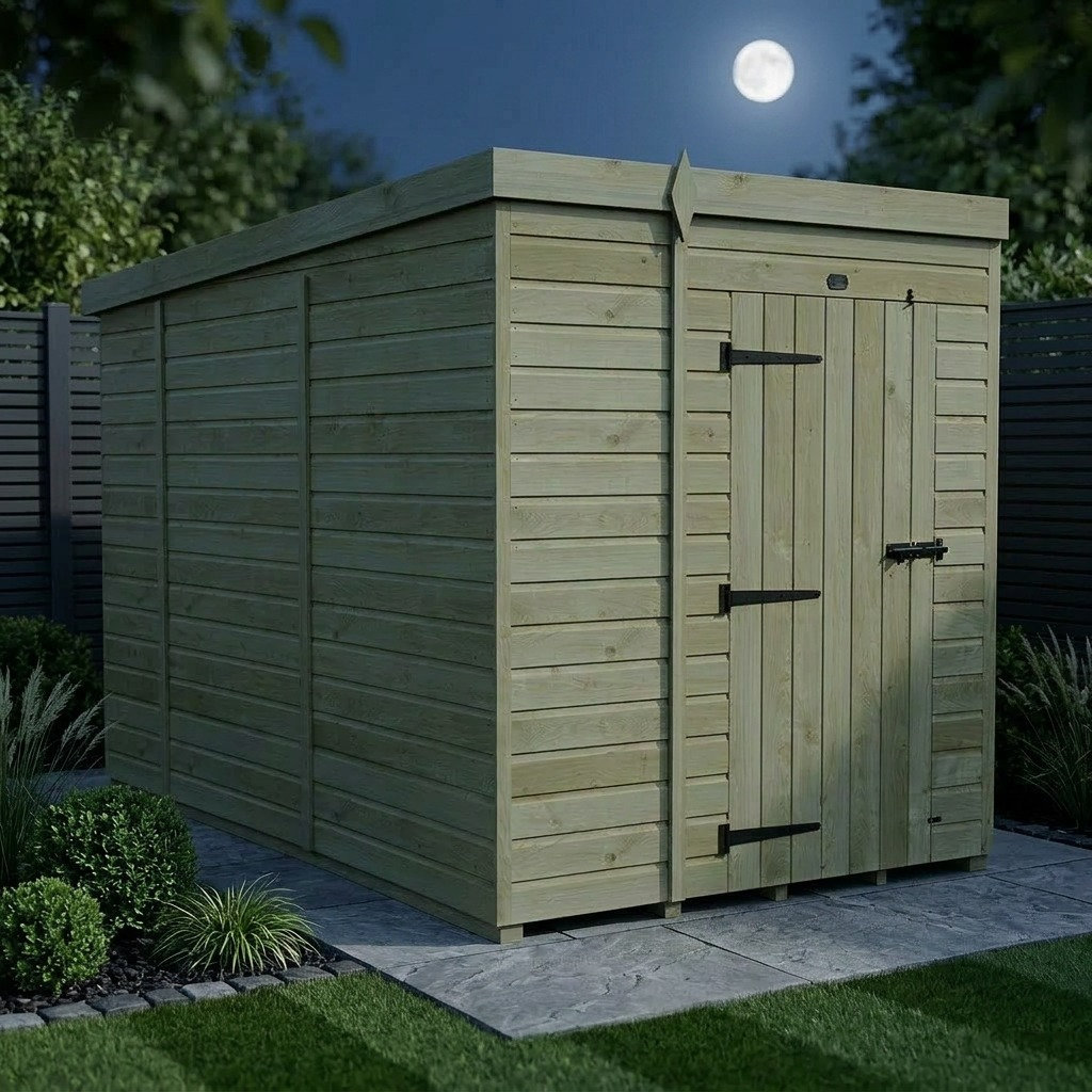 Total Sheds 6ft x 10ft Pent Garden Shed - Single Door - No Windows - Pressure Treated Timber - UK Manufactured