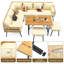 Ensemble de canapé modulaire de patio 6 pièces - Ensemble de conversation en rotin en osier toutes saisons en forme de L
