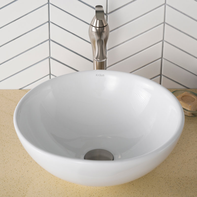 Lavabo de salle de bain vasque circulaire en céramique mince