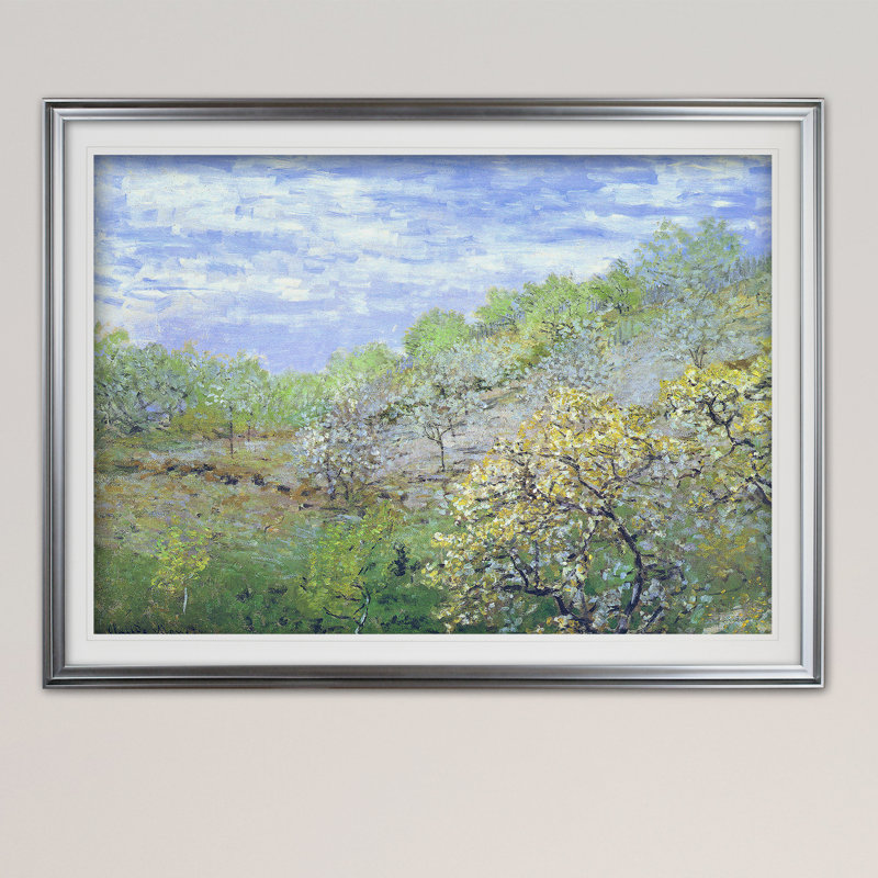 " Apple Trees Blooming ", Silver Framed, 24" H x 32" W x 1.5" D