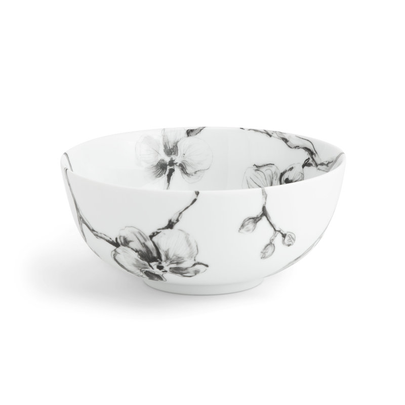 Black Orchid Handmade Porcelain Cereal Bowl