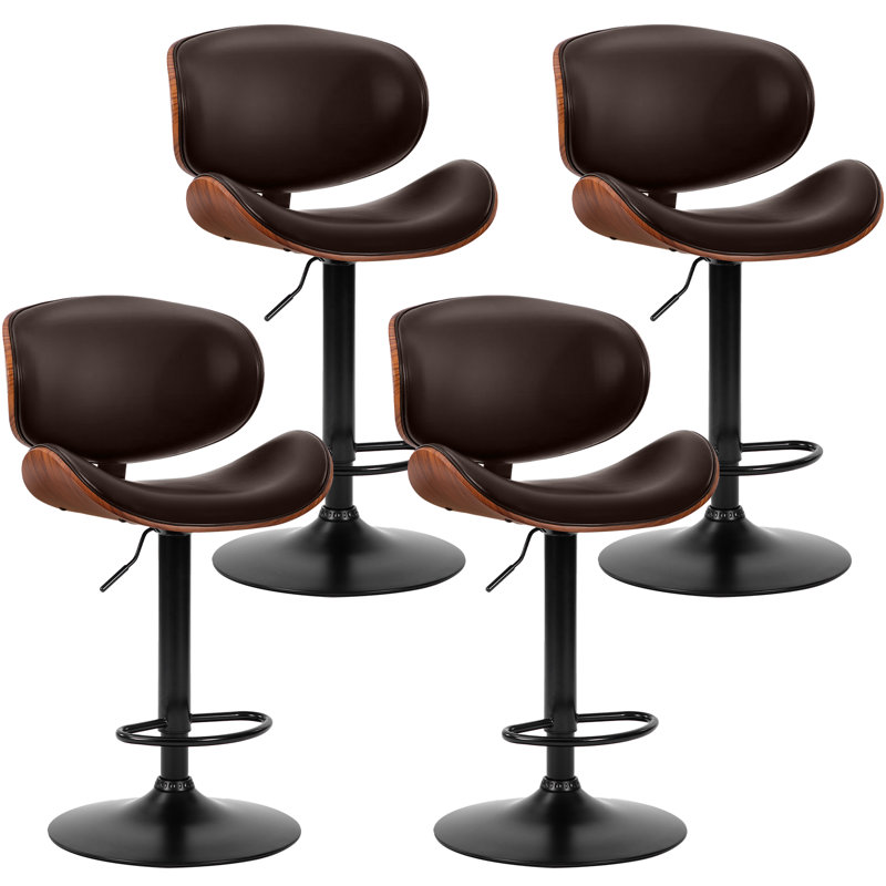 Tabouret de bar pivotant à hauteur réglable avec structure en métal, Brun, 4
