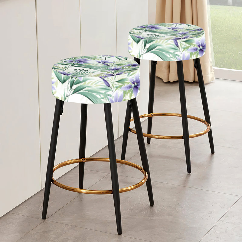 Ensemble de 2 tabourets de bar vert et mauve