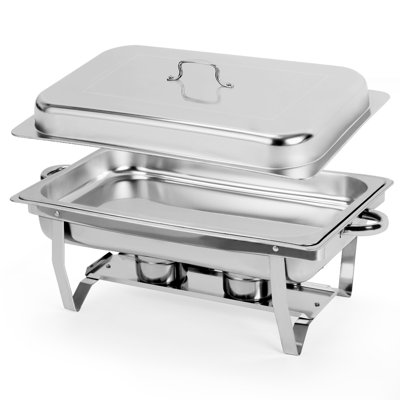 Ensemble de buffet à vaisselle en acier inoxydable, réchaud et refroidisseur d'aliments à deux températures avec supports à carburant, couvercle et casseroles pour la restauration, les mariages, les fêtes et les événements
