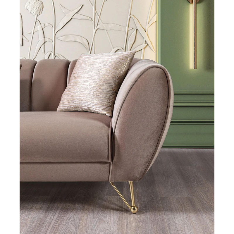 Ensemble de salon en velours Gracesyn, Brun