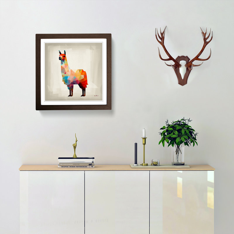 Llama Suprematism No.3 - Framed Print, Walnut