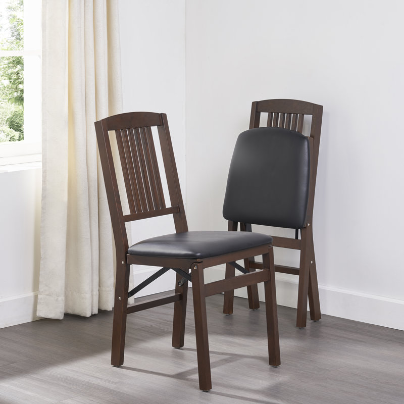 Stakmore Simple Mission Folding Chair, Espresso Frame with Black Vinyl 