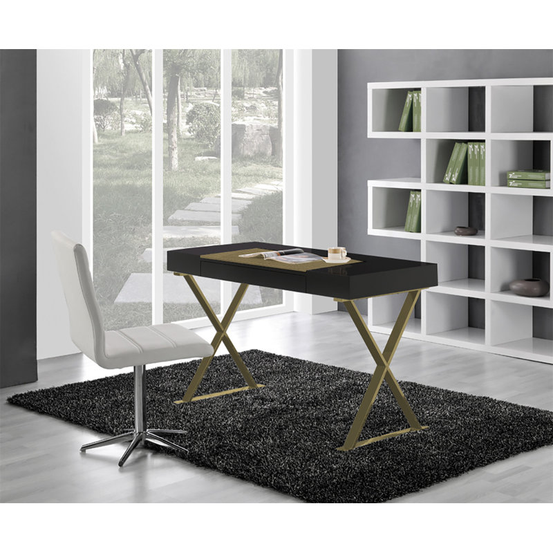 Abela Computer Desk, Gold, Black