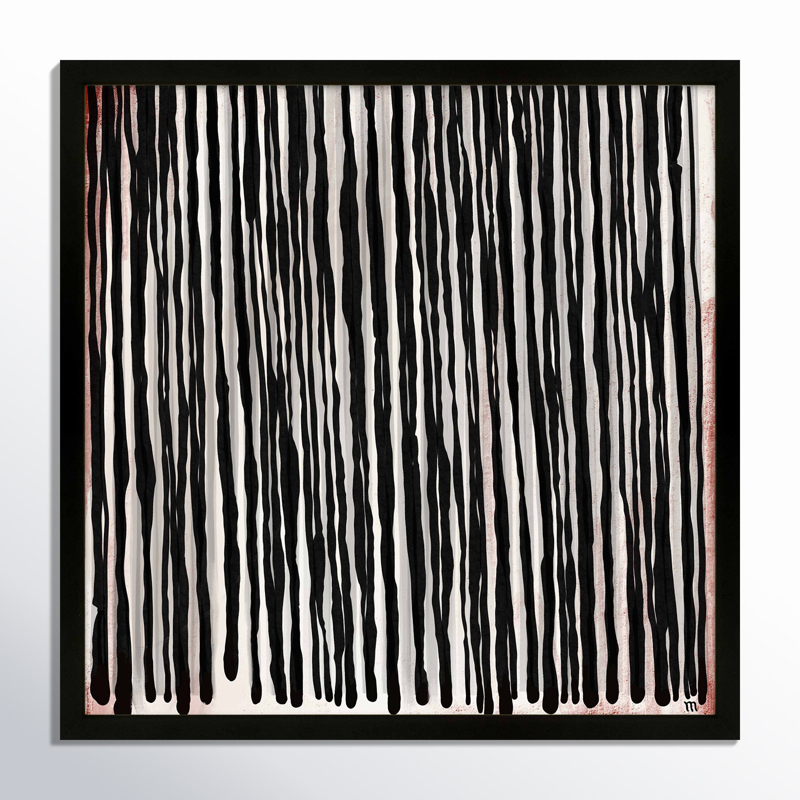 Black Waterfall by Marco Marella For Studio M, Black Paper Framed, 16" H x 16" W
