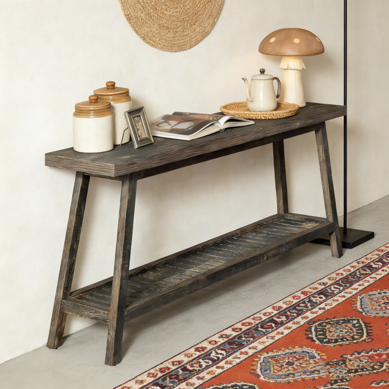 Farmhouse Entryway Table 2-Tier Sofa Table, Gray