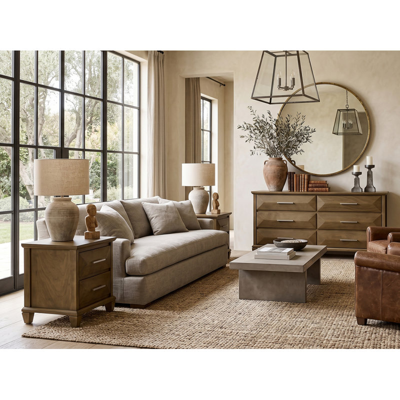 Pasha Transistional 3 Pieces Bedroom Set, 3 Pcs: Dresser, 2 Nightstands, Antique Oak