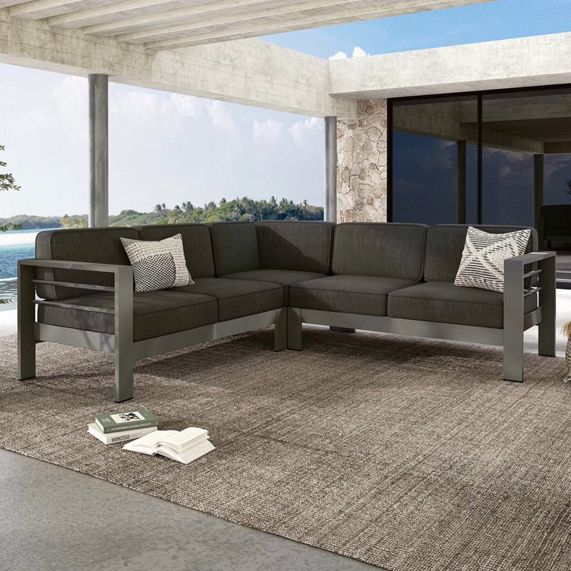 Ensemble de canapé modulaire d'extérieur en aluminium en forme de V
