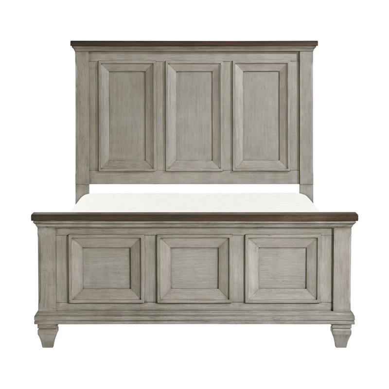 Mobilier de chambre à coucher 1pc pour grand lit à finition grise et brune antique